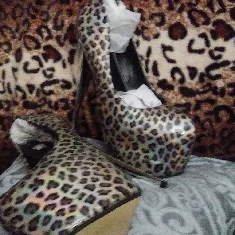 Holographic leopard heels size 48 (11) drag heels